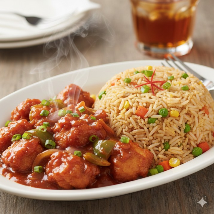 Chicken Manchurian Gravy and Veg Fried Rice
